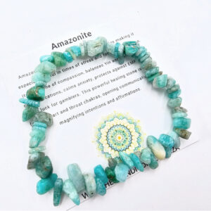 Amazonite Gem Chips Bangle, crystal bracelet, natural gemstone bracelet