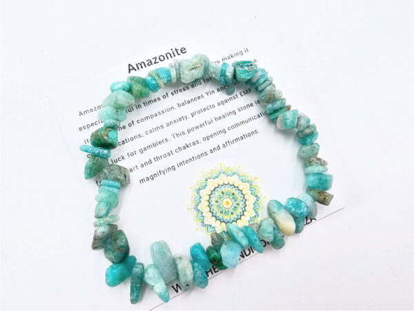 Amazonite Gem Chips Bangle, crystal bracelet, natural gemstone bracelet