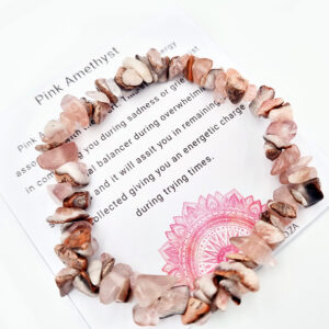 Pink Amethyst Gem Chips Bangle, crystal stone chip jewellery, spiritual bracelet