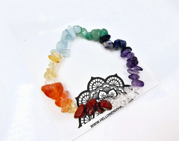 Colourful Gemstone Chips Bangle, crystal stone chip jewellery, colourful crystal bracelet