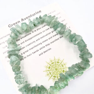 Green Aventurine Gem Chips Bangle, green crystal bracelet, green aventurine bracelet