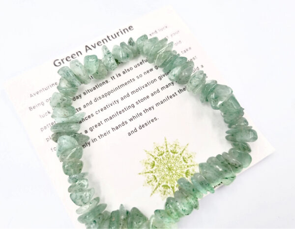 Green Aventurine Gem Chips Bangle, green crystal bracelet, green aventurine bracelet