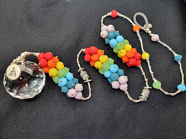 Frosted Prism Chakra Hanging Sun Catcher, sun catcher, chakra sun catcher, frosted prism beads sun catcher south africa