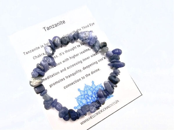 Tanzanite Gem Chips Bangle, crystal jewellery, South Africa jewellery shop