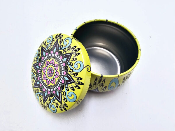 Round Storage Tin (Yellow Fusion Mandala)