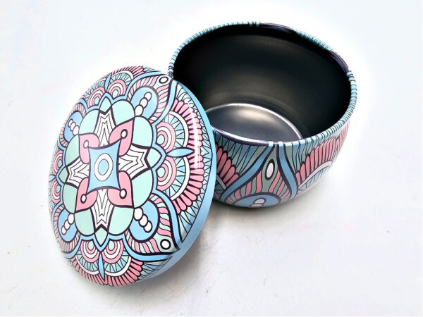 Round Storage Tin (Turquoise Mandala)