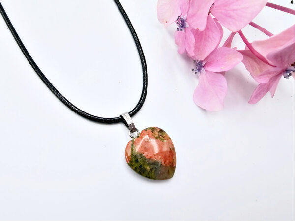 Unakite Heart Necklace (1.5cm)