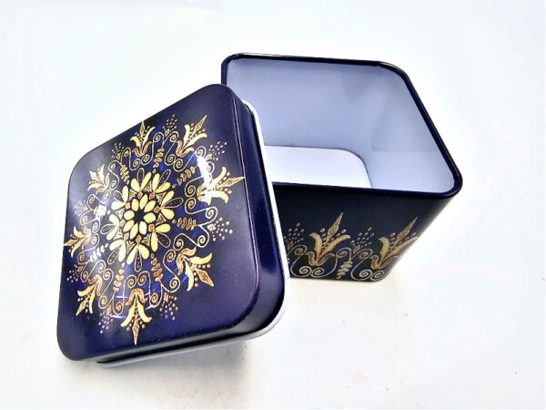 Storage Tin Square (Navy Elegant Mandala)