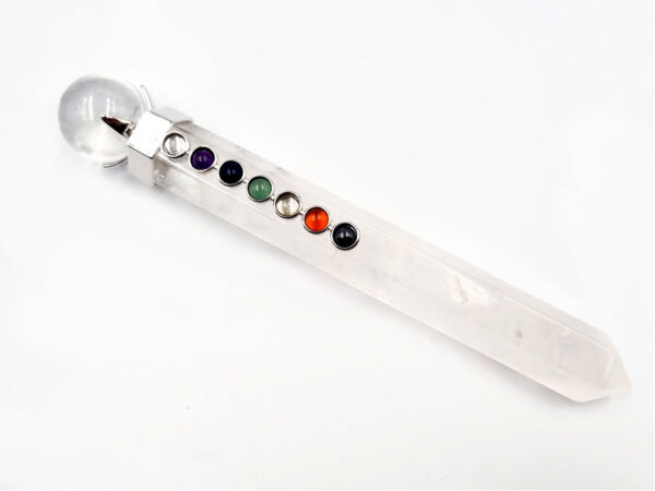 Clear Quartz Chakra Healing Wand Sphere