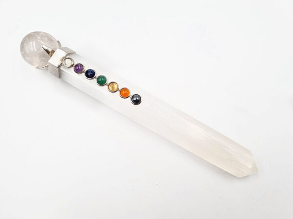 Selenite Chakra Healing Wand Sphere