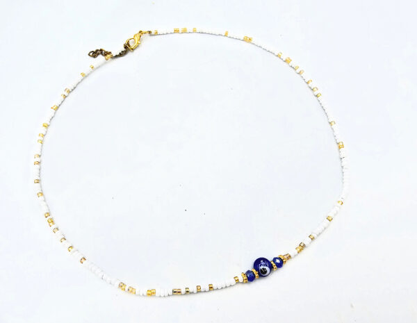 White  Evil Eye Bead Choker Necklace