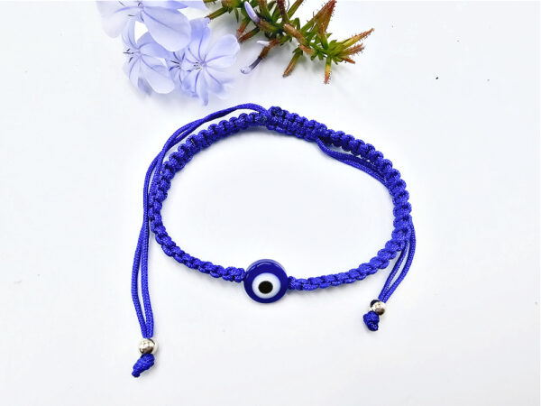 Evil Eye Macrame Bangle (Blue) - Image 2