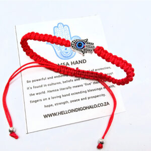 Hamsa Hand Macrame Bracelets, evil eye bangle, red bangle