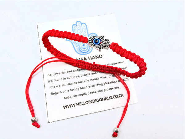 Hamsa Hand Macrame Bracelets, evil eye bangle, red bangle