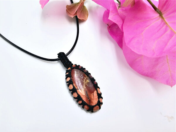 Red Jasper Crystal Oval Braided Necklace