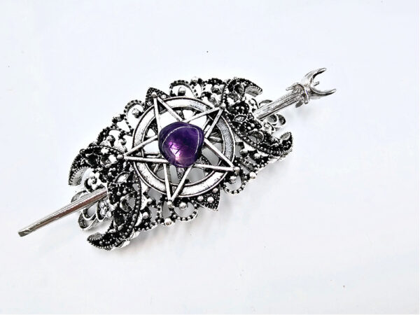 Triple Moon Amethyst Hair Pin