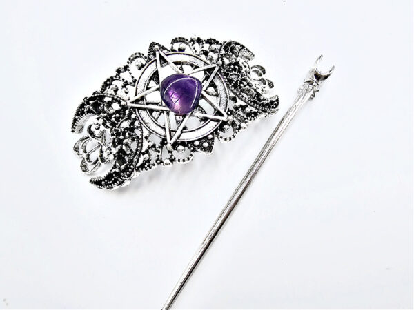 Triple Moon Amethyst Hair Pin - Image 2