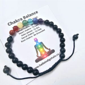 Black Agate Chakra Round Beaded Bangle, chakra jewellery, bracelet