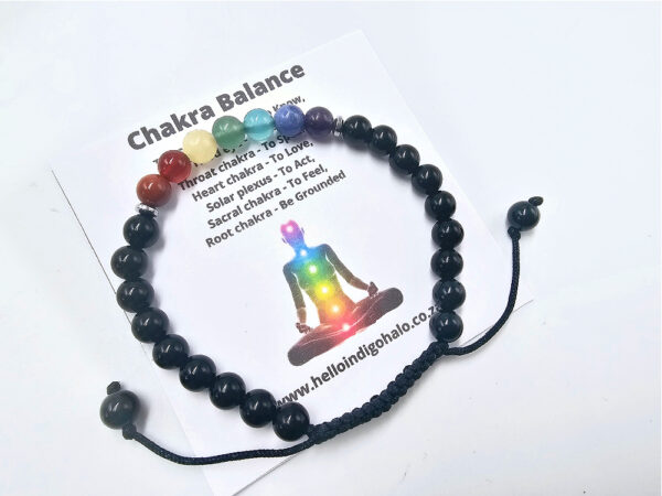 Black Agate Chakra Round Beaded Bangle, chakra jewellery, bracelet