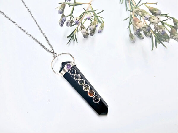 Black Obsidian Chakra Necklace