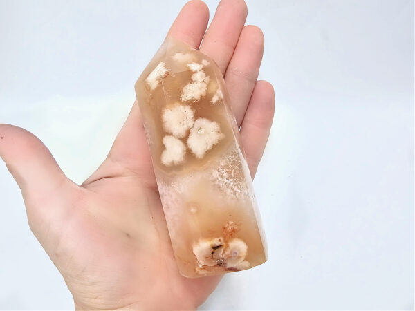 Flower Agate Polished Point B (268g) Vugs - Image 2