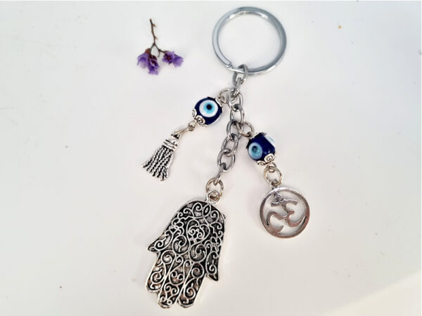 Large Hamsa Hand & OM Key Ring