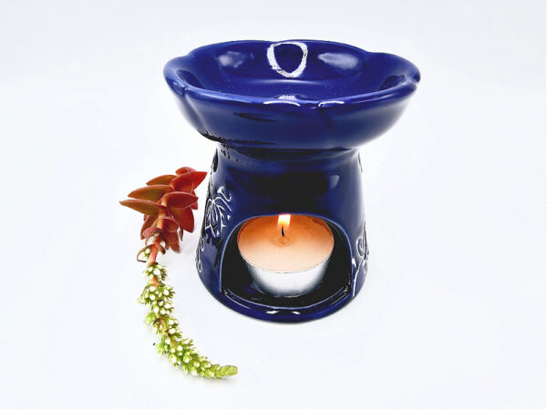 Oil Burner Ceramic Flower Blue (8cm)