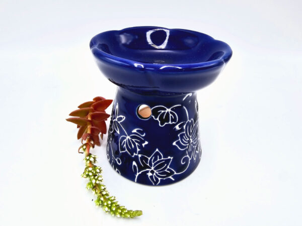 Oil Burner Ceramic Flower Blue (8cm) - Image 2