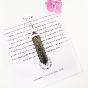 Pyrite Crystal Necklace, 925 silver, pendant, necklace, pyrite, point, crystal, black with gold specks gemstone