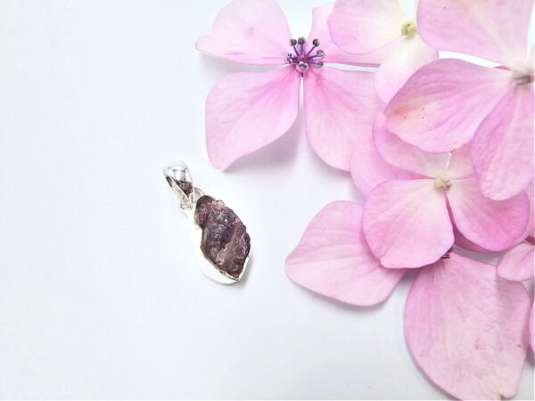 Rough Pink Tourmaline Pendant (925 Silver) A