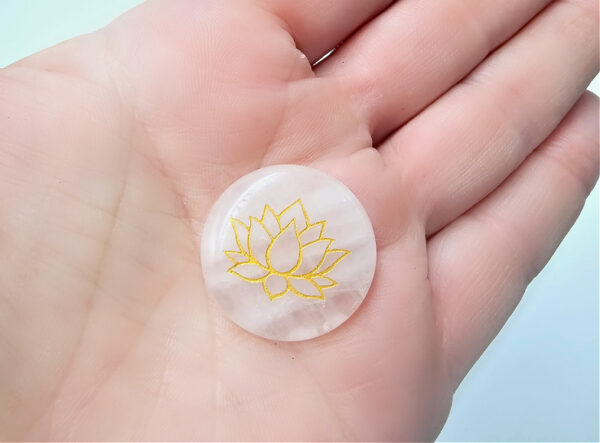 Rose Quartz Lotus Round Rune Stone