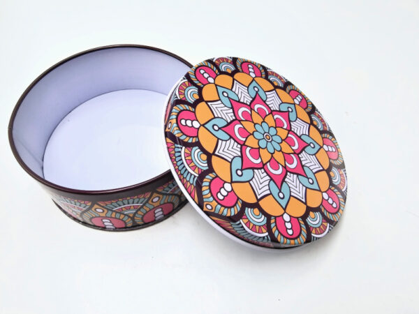 Round Storage Tin (Pink Paradise Mandala) Large