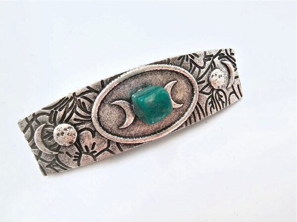 Triple Moon Amazonite Hair Clip