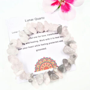 Lunar Quartz Crystal Nugget Bangle, boho bracelet, crystal fashion bracelet