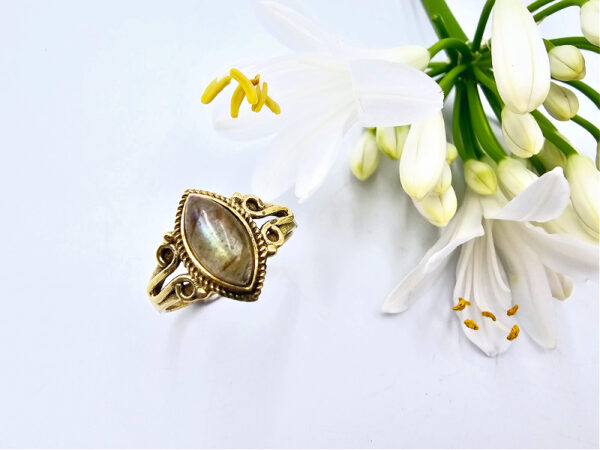 Brass Vintage BOHO Labradorite Ring