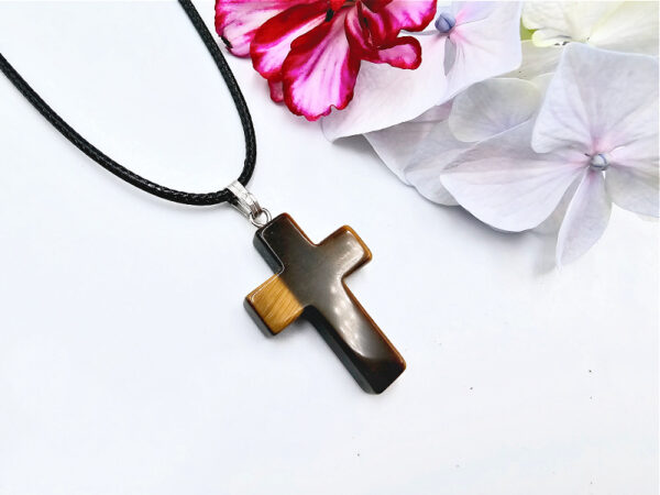 Tigers Eye Cross Necklace