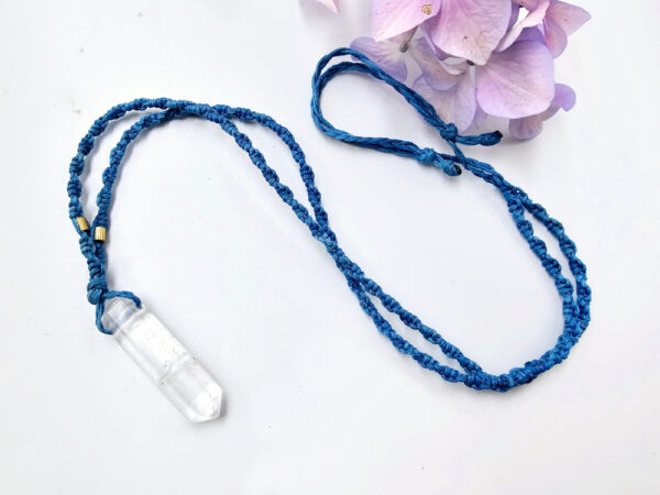 Clear Quartz Point Macrame Necklace - Image 2