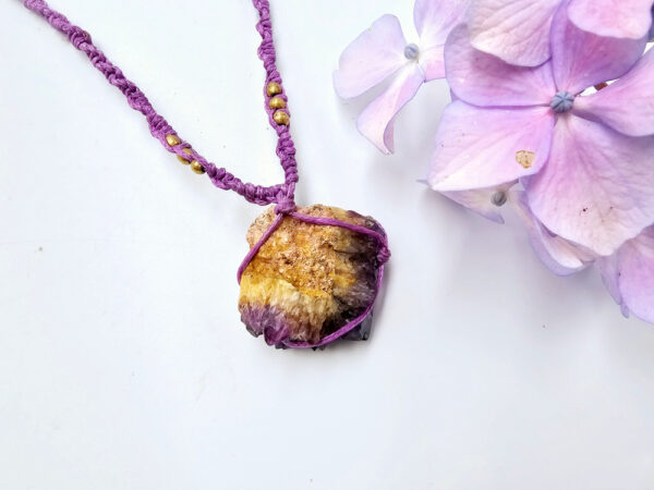 Dark Amethyst Macrame Necklace