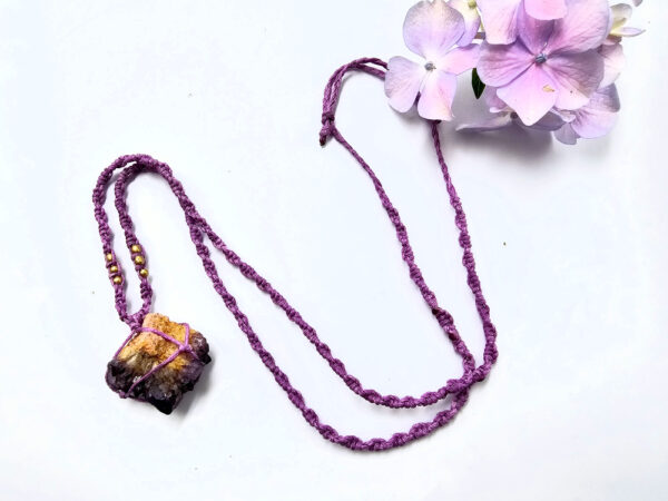 Dark Amethyst Macrame Necklace - Image 2