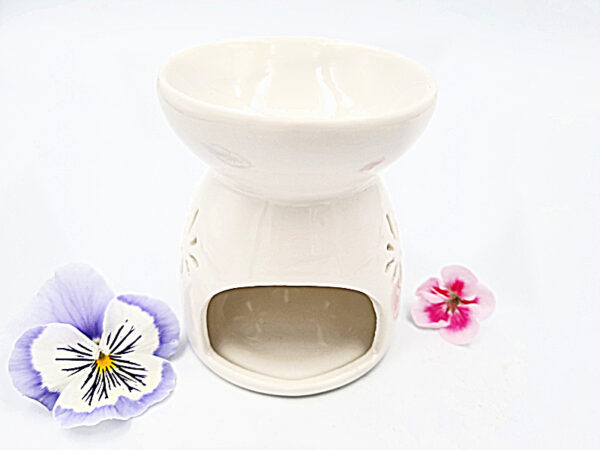 Oil Burner Ceramic Flower White (9cm)