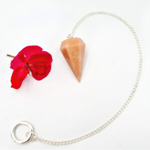 Peach Moonstone Pendulum, crystals, pendulum, peach moonstone, peach gemstone, on chain, Zodiac: Pisces & Scorpio