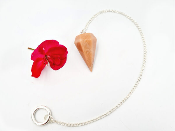 Peach Moonstone Pendulum, crystals, pendulum, peach moonstone, peach gemstone, on chain, Zodiac: Pisces & Scorpio