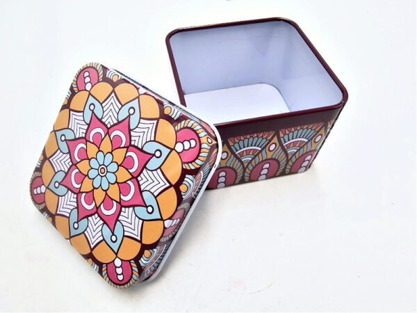 Storage Tin Square (Pink Paradise Mandala)