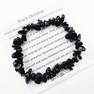 Black Obsidian Gem Chips Bangle, crystal stone chip jewellery, crystals