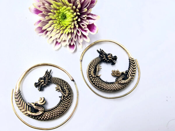 Dragon Twirl Earrings (Brass)