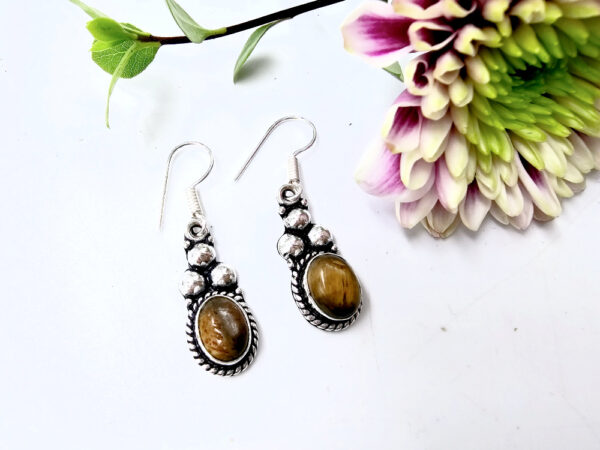 Tigers Eye Triple Dot Earrings