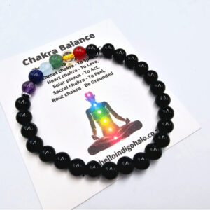 Black Agate Chakra Round Beaded Bangle, crystals, chakra jewellery