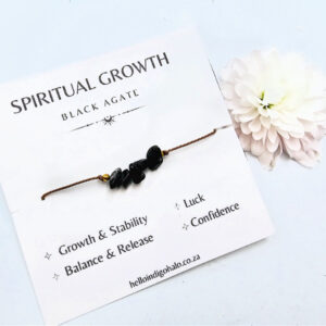 Black Agate Gem Chips String Bracelet, black crystal, bangle