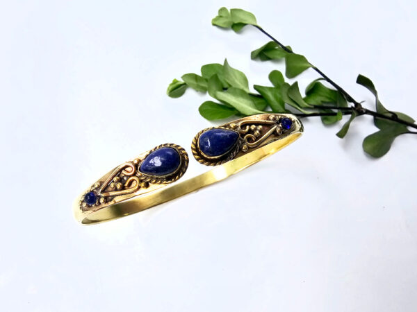 Lapis Lazuli Brass Bangle