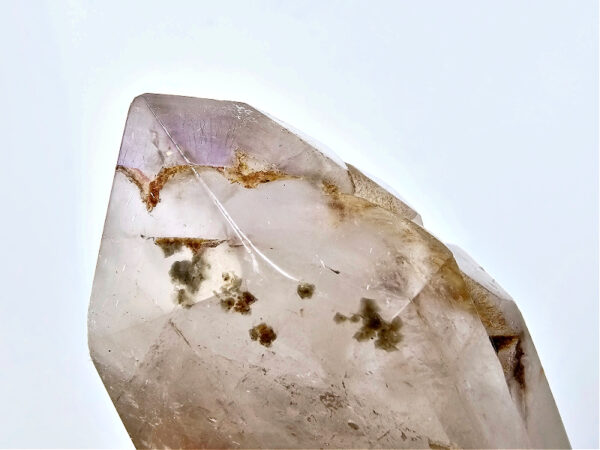 Clear Quartz Point (Semi Polished) (222g) Amethyst Tip - Image 2